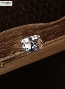 【舞银光◎泰银】925纯银  十字花边图 戒指 指环