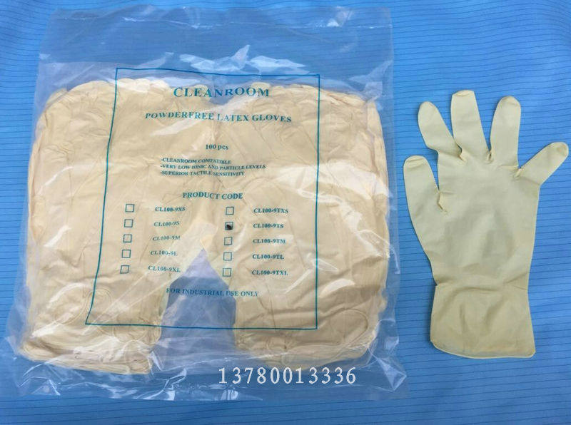 正品净化乳胶手套一次性橡胶100级无尘防静电9英寸无尘室轻麻表面