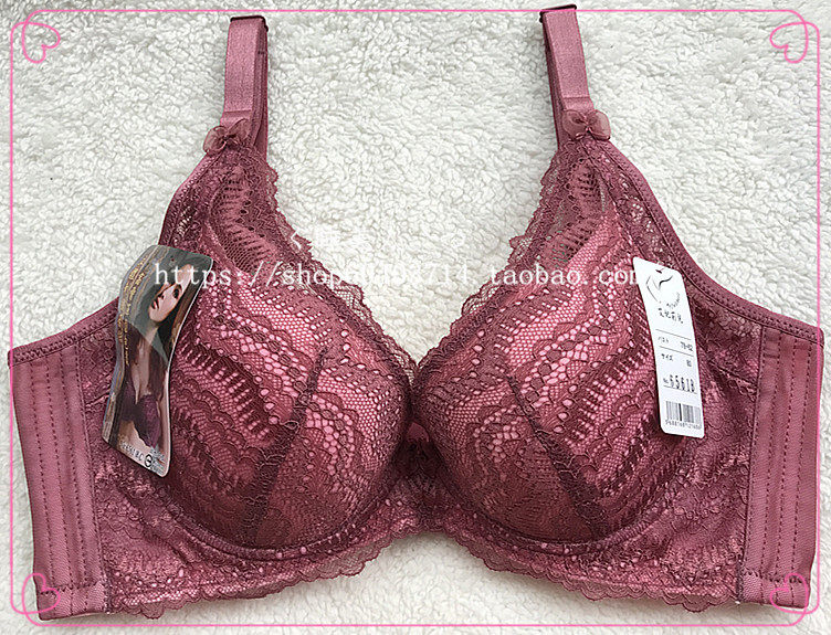 新款   台湾调整型酒红色蕾丝上薄下厚聚拢文胸6561