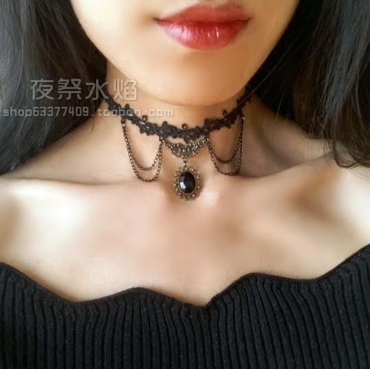 ELAM의 그림자 유럽 고딕 로리타 복고풍 술 섹시한 기질 원래 검은 레이스 발찌