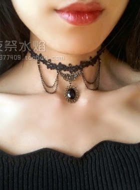 choker欧式哥特风复古流苏锁骨链