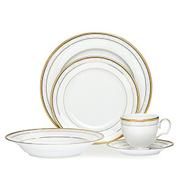 Noritake 则武 Hampshire Gold 40件24K金边西餐餐具套装礼盒