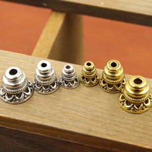 DIY手工饰品 藏银花托帽 藏式镂空三通佛塔配件串珠隔珠材料