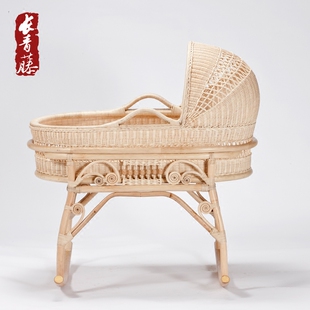 长青藤纯手工天然环保藤编婴儿摇床摇篮 宝宝儿童提篮 手提藤摇篮