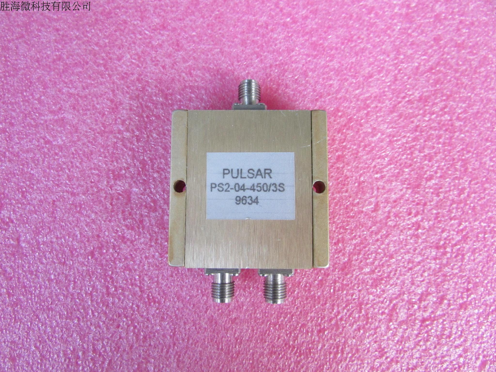 PULSAR进口 PS2-04-450/3S  730mhz-1.4GHz SMA 一分二 射频微波同轴功率功分器  型号：PS2-04-450/3S 分路：2 - Way 频率范围： 730mhz-1.4GHz  插入损耗:   0.5dB 隔离度 ：    20dB 连接器形式：SMA Fem