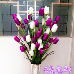仿真8头郁金香假花绢花客厅玄关电视柜落地摆放花室内装饰花包邮