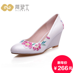 Alang 2015 new wedges women's autumn national wind embroidered shoes women high heels shoes with 230