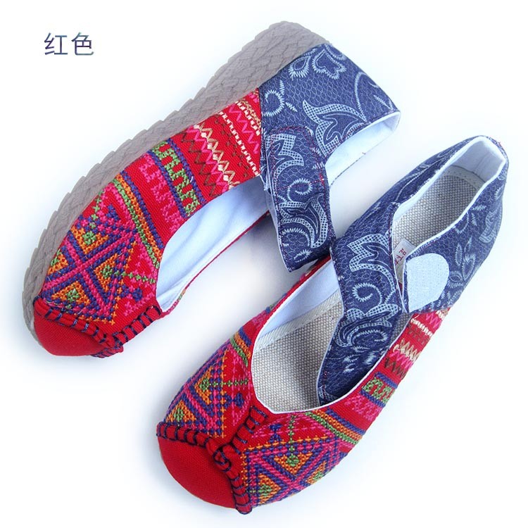 新款足下有福正品绣花鞋民族风牛筋底圆头女鞋老北京布鞋D753红色,女鞋,绣花鞋,淘宝优惠券,粉丝福利购,淘宝优惠卷