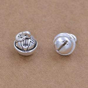 S925纯银莲花铃铛吊坠 diy红绳手链项链佛珠水晶手串饰品配件