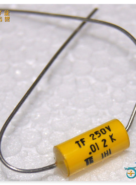250V123 香港TE 0.012UF 12NF 薄膜 铜脚 音响发烧电容器黄色圆轴