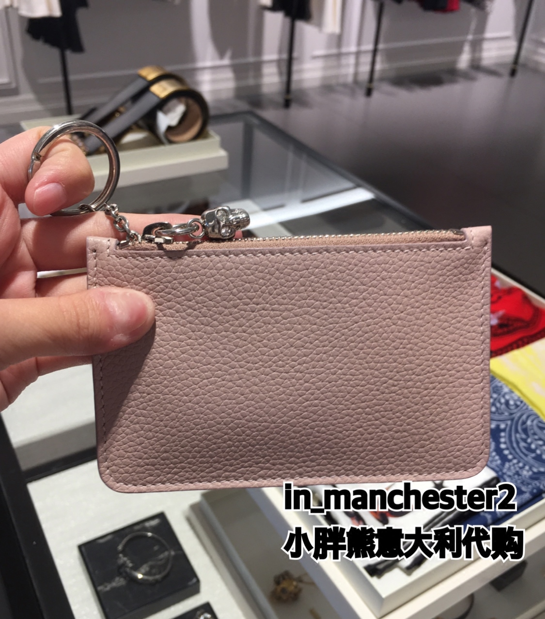 ALEXANDER MCQUEEN/麦昆经典带钻骷髅头牛皮零钱包卡包意大利正品