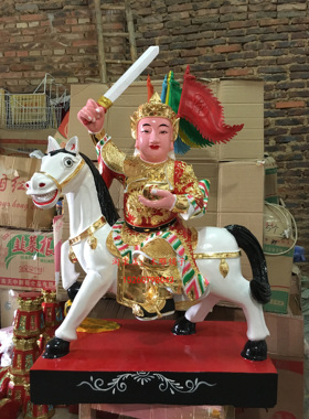 骑马将军元帅木雕佛像神像木雕