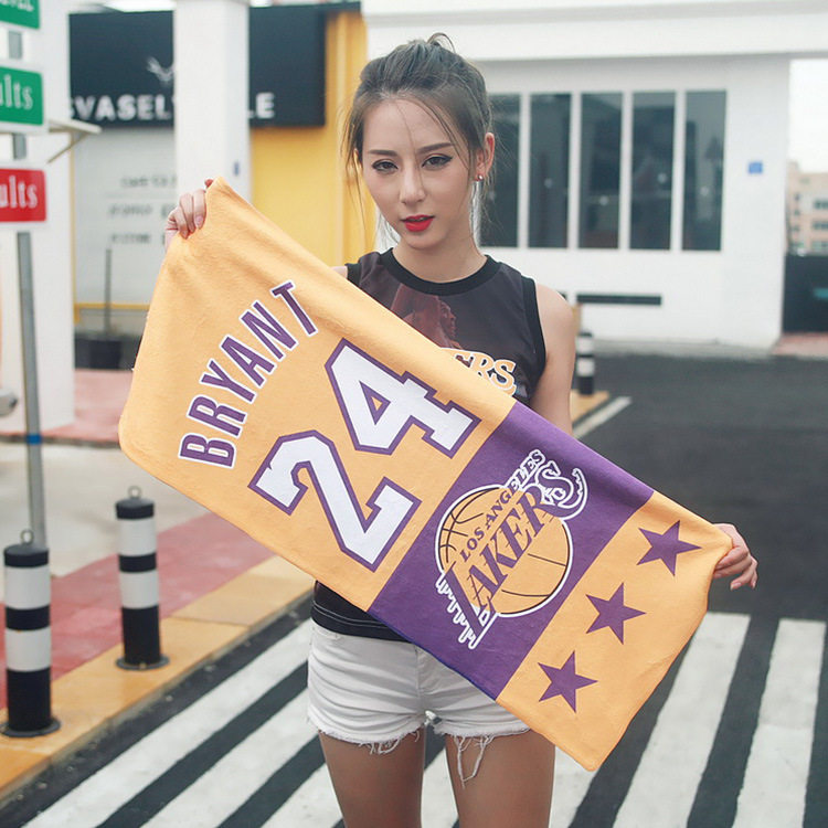 湖人队科比KOBE潮男个性运动篮球擦汗洗脸球队logo定制大毛巾浴巾