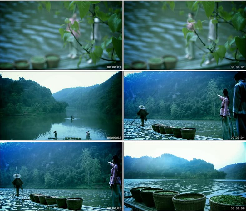 划船泛舟贩运茶叶高清实拍视频素材