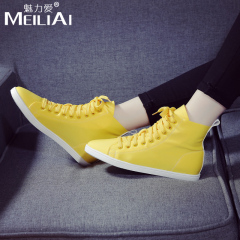 Spring of 2016 new Candy-colored canvas casual shoes Korean sport shoes women shoes with high shoes strap flat