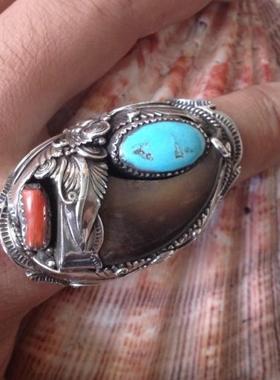 泰国镶嵌天然朋克风手工银现货