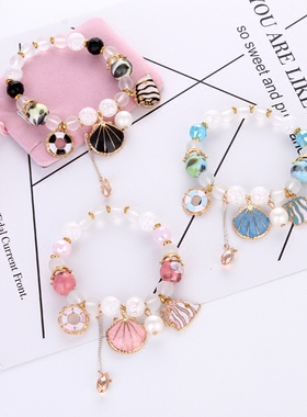 百搭贝壳串珠甜美风配饰水晶手链