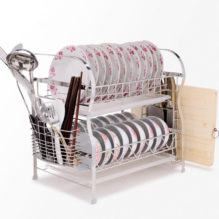 旺利来不锈钢双层厨房用品碗碟架