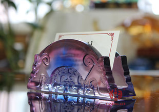 六合春 琉璃摆件双龙玨名片座书房办公室名片夹商务会议纪念礼品