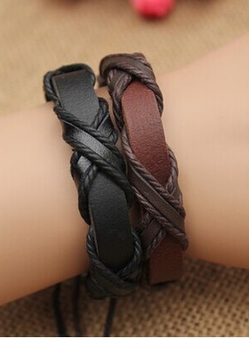 复古真皮交叉韩版手链9.9包邮