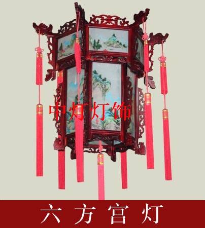 中式宫灯中式灯具古典宫灯手绘仿古宫灯木制宫灯客厅/1-6宫灯