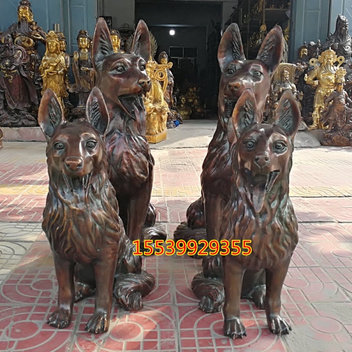 大号纯铜狗大狼狗招财守财长毛狗铜犬铜狗风水铜器工艺品摆件礼品