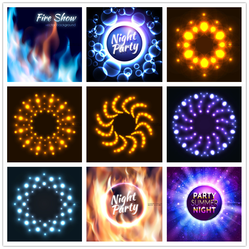 A2462矢量抽象光芒火焰光圈图案背景 AI设计素材