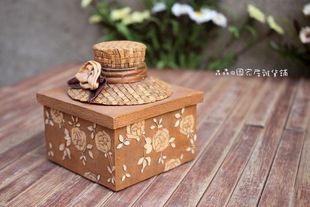 树脂创意带盖小草帽子收纳盒欧式复古田园家居装饰摆件 奢华装饰
