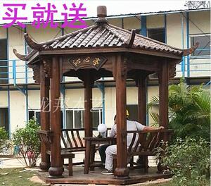 包邮厂家直销六角凉亭户外碳化防腐实木亭子木屋帐篷仿古庭院别墅