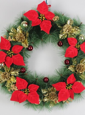 圣诞花环40-50cm红色花环圣诞门挂装饰酒店商场圣诞装饰0.5kg