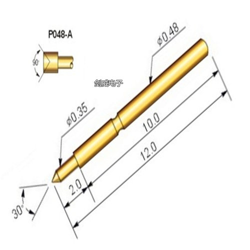 P048系列华荣探针P048-A(凹头型)弹簧针头部总长12mm探针 - 封面