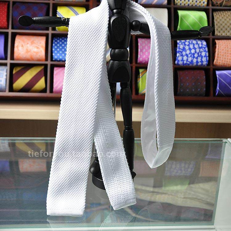 perry ellis外贸原男韩版正装领带针织领带纯色白色休闲韩国平头