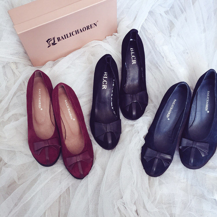 vintage舒适圆头优雅复古风真pi小红鞋磨砂晚晚风外贸