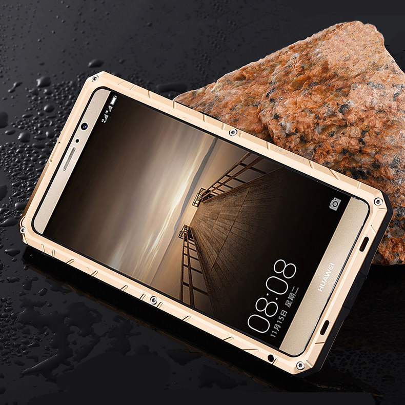 iMatch Shockproof Dust/Dirt/Snow-Proof Aluminum Glass Metal Military Heavy Duty Armor Protection Case Cover for Huawei Mate 9