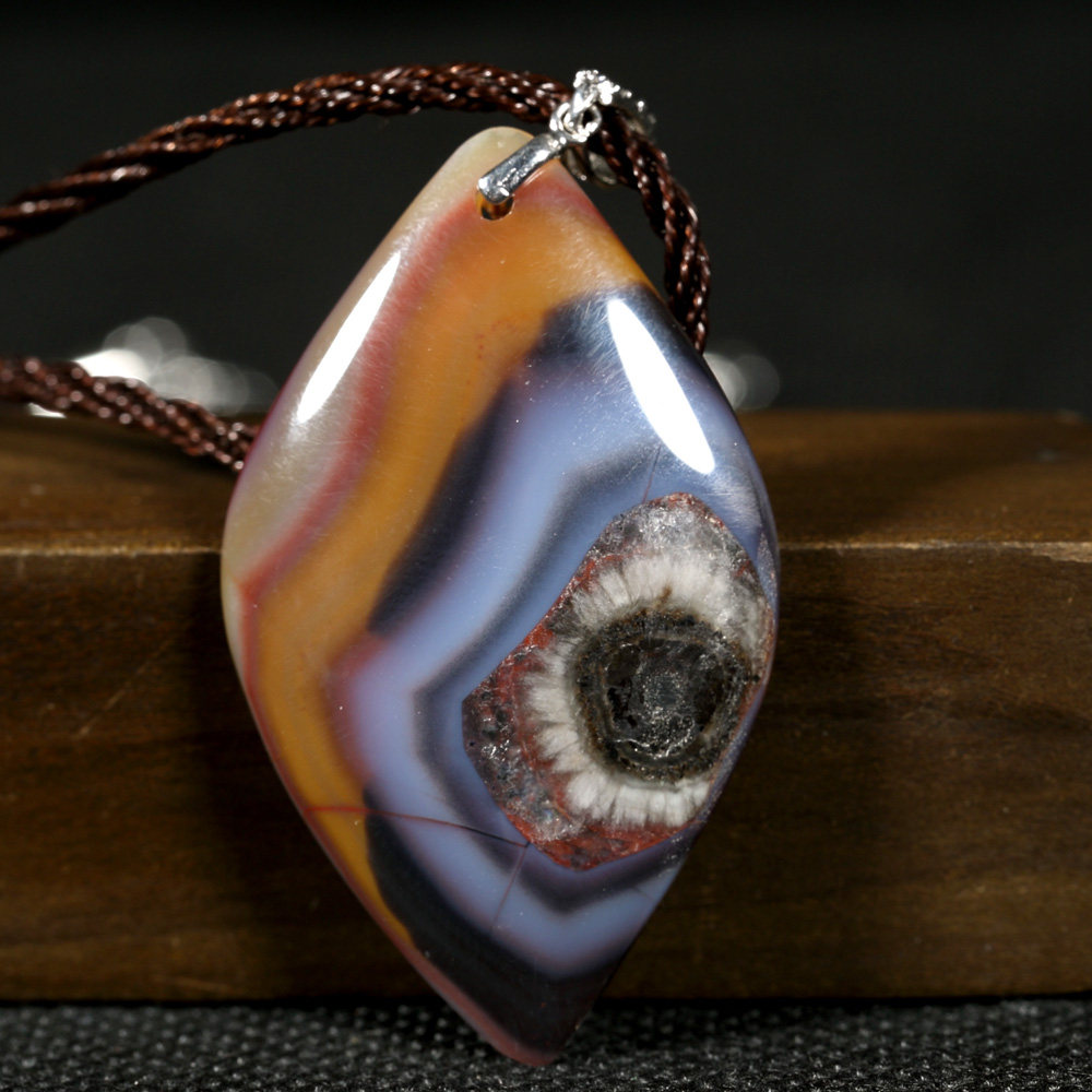 珏艺坊宣化战国红玛瑙精品天眼吊坠项坠毛衣链吊坠 DZTY