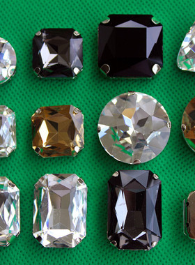 满包邮大钻水钻圆形三角正方形长方形女凉鞋子钻爪钻灰色白色