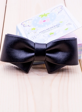 一双价 可拆卸优质PU羊纹皮蝴蝶结鞋花鞋扣鞋饰鞋配件送胶3*7.5cm