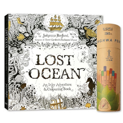 LOST OCEAN(AN INKY ADVENTURE & COLOURING BOOK)&中华牌36色原木彩色铅笔
