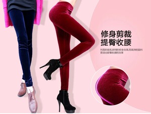 秋冬显瘦韩国进口高密金丝绒打底长裤不倒绒打底裤小脚裤四面弹