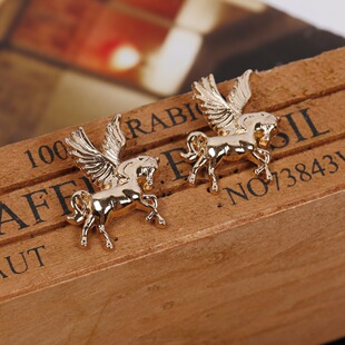 星曌●韩版时尚复古男士金色飞马领针男式中古精灵坐骑胸针