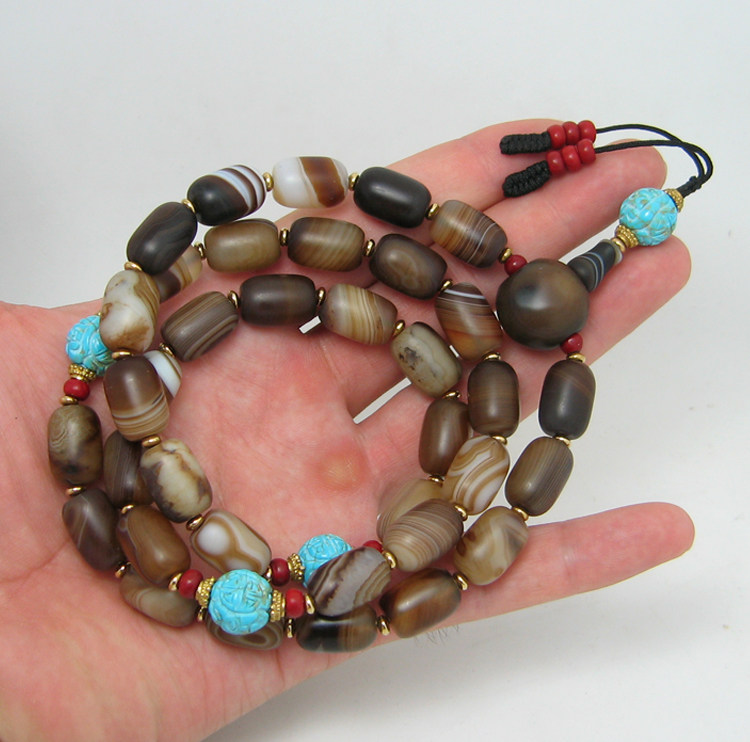 天然缠丝玛瑙手链手串手镯项链绿松石隔珠三通佛头男女diy饰品