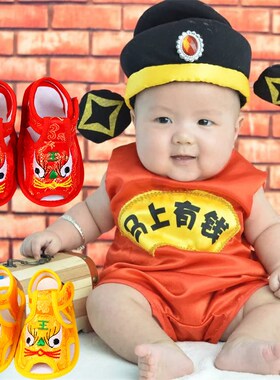 婴儿虎头鞋老虎鞋宝软底眉眼凉鞋