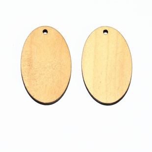 实木椭圆木片耳环锁骨手工DIY饰品配件彩绘漆画材料大漆木胎素胚