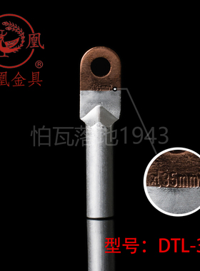 正品凤凰DTL堵油式铜铝接头 DTL-35MM2 铜铝鼻子接线端子  一只价