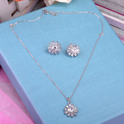 Good smart new CZ necklace earrings set jewelry snowflake clavicle wedding Bridal jewelry necklace chain earrings