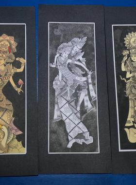 巴厘岛特色纯手工绘画wayang皮影戏舞者小号 旅游纪念品