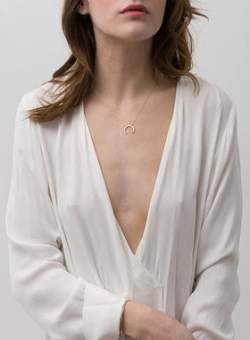 新品手工制作进口14k女月牙项链