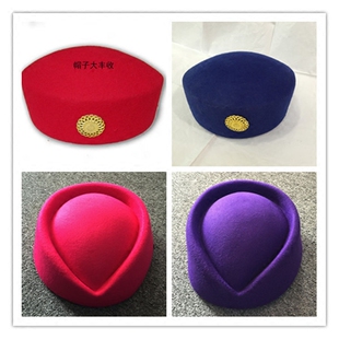 国庆空姐帽红贝雷帽乐队演出帽舞蹈帽子女士表演帽子