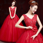 Bride wedding dress new 2015 fashion simple alignment red wedding dress spring/summer slimming plus size skinny shoulders