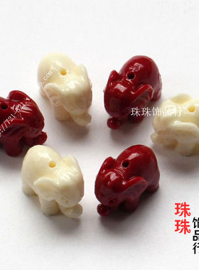 diy雕刻小象招财大耳朵吊坠散珠